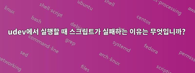 udev에서 실행할 때 스크립트가 실패하는 이유는 무엇입니까?