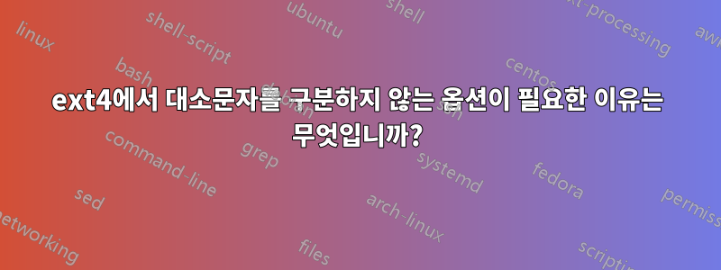 ext4에서 대소문자를 구분하지 않는 옵션이 필요한 이유는 무엇입니까?