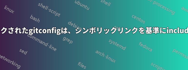シンボリックリンクされたgitconfigは、シンボリックリンクを基準にincludeを解決します。