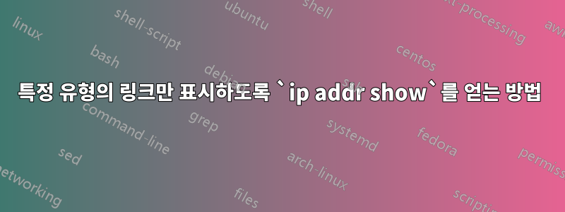 특정 유형의 링크만 표시하도록 `ip addr show`를 얻는 방법