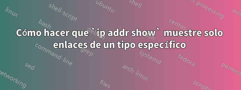 Cómo hacer que `ip addr show` muestre solo enlaces de un tipo específico