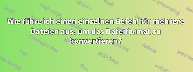 Wie führe ich einen einzelnen Befehl für mehrere Dateien aus, um das Dateiformat zu konvertieren?