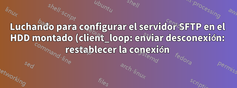 Luchando para configurar el servidor SFTP en el HDD montado (client_loop: enviar desconexión: restablecer la conexión)