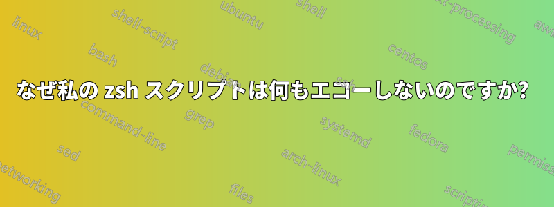 なぜ私の zsh スクリプトは何もエコーしないのですか? 