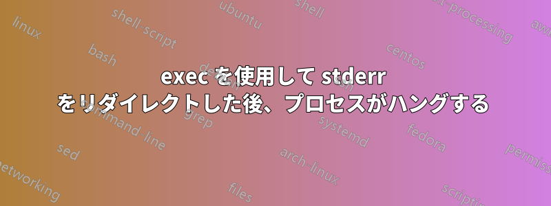 exec を使用して stderr をリダイレクトした後、プロセスがハングする