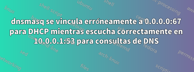 dnsmasq se vincula erróneamente a 0.0.0.0:67 para DHCP mientras escucha correctamente en 10.0.0.1:53 para consultas de DNS
