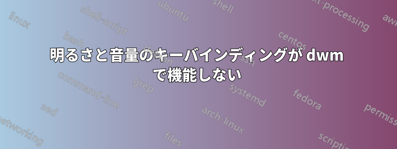 明るさと音量のキーバインディングが dwm で機能しない