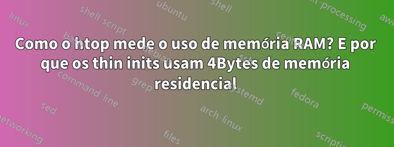 Como o htop mede o uso de memória RAM? E por que os thin inits usam 4Bytes de memória residencial