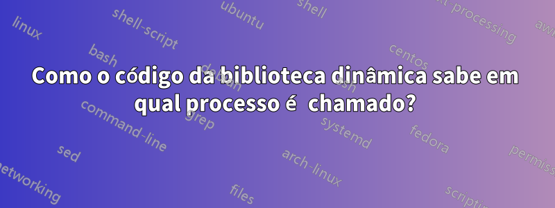 Como o código da biblioteca dinâmica sabe em qual processo é chamado?