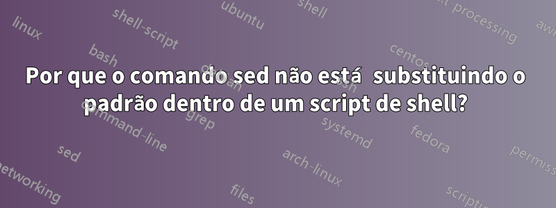 Por que o comando sed não está substituindo o padrão dentro de um script de shell?