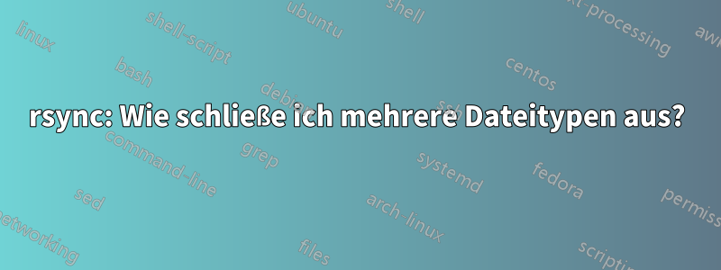 rsync: Wie schließe ich mehrere Dateitypen aus?