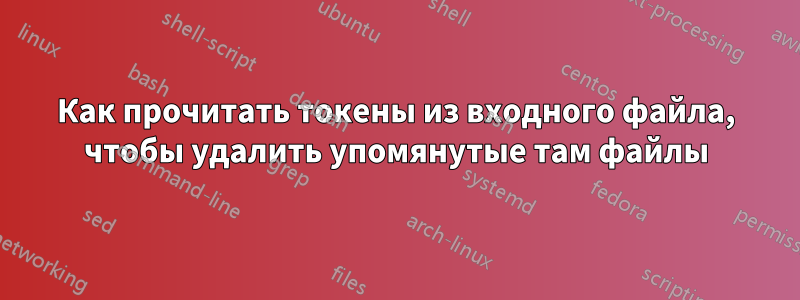 Как прочитать токены из входного файла, чтобы удалить упомянутые там файлы