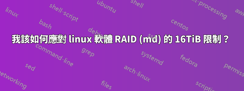 我該如何應對 linux 軟體 RAID (md) 的 16TiB 限制？