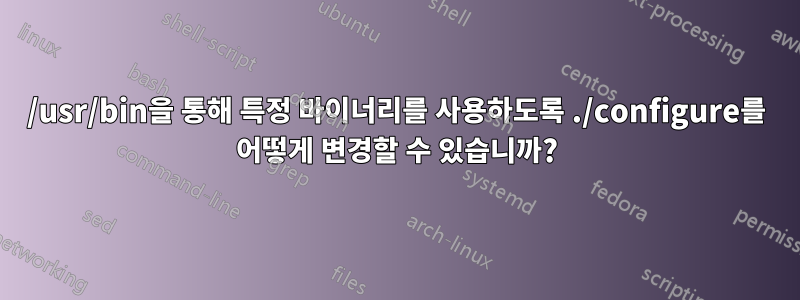 /usr/bin을 통해 특정 바이너리를 사용하도록 ./configure를 어떻게 변경할 수 있습니까?