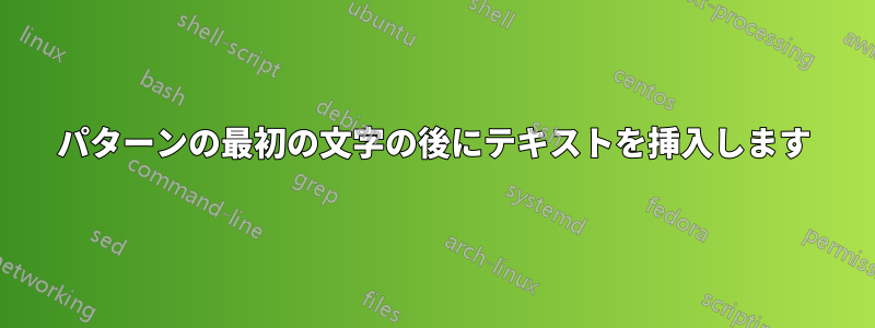 パターンの最初の文字の後にテキストを挿入します