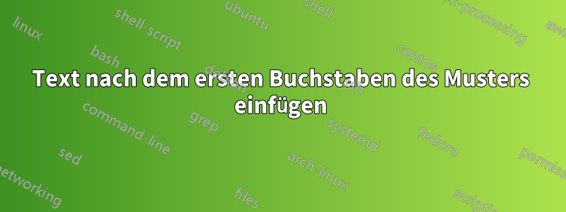 Text nach dem ersten Buchstaben des Musters einfügen