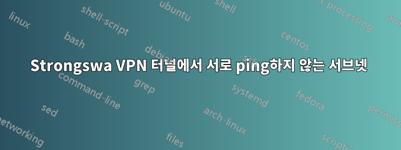 Strongswa VPN 터널에서 서로 ping하지 않는 서브넷