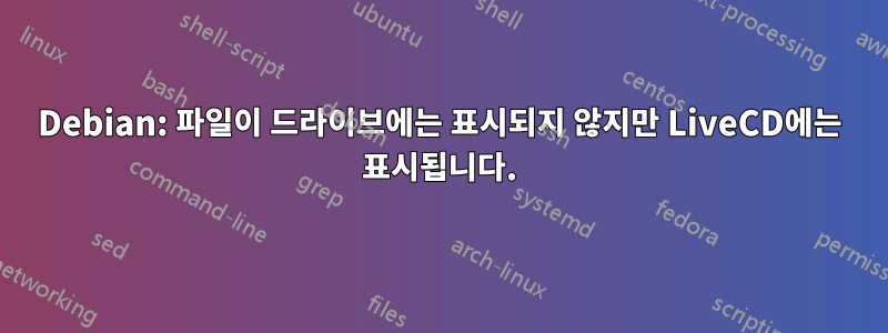 Debian: 파일이 드라이브에는 표시되지 않지만 LiveCD에는 표시됩니다.