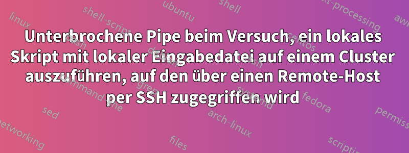 Unterbrochene Pipe beim Versuch, ein lokales Skript mit lokaler Eingabedatei auf einem Cluster auszuführen, auf den über einen Remote-Host per SSH zugegriffen wird