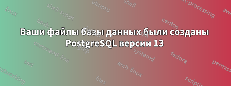 Ваши файлы базы данных были созданы PostgreSQL версии 13