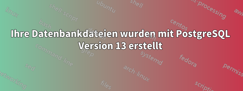 Ihre Datenbankdateien wurden mit PostgreSQL Version 13 erstellt