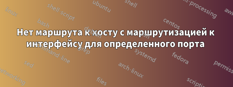 Нет маршрута к хосту с маршрутизацией к интерфейсу для определенного порта