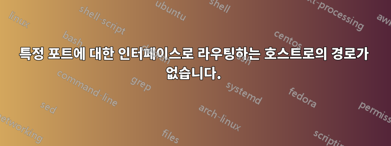 특정 포트에 대한 인터페이스로 라우팅하는 호스트로의 경로가 없습니다.