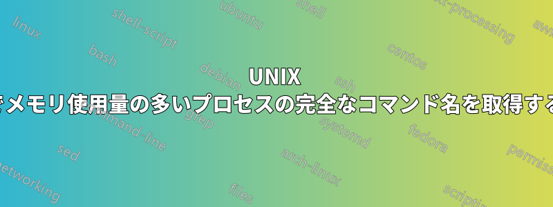 UNIX でメモリ使用量の多いプロセスの完全なコマンド名を取得する