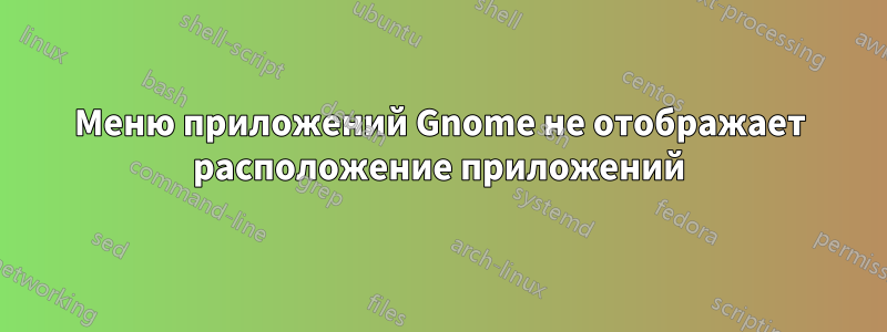 Меню приложений Gnome не отображает расположение приложений