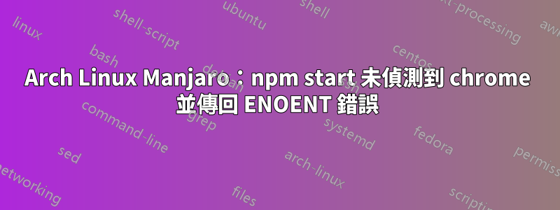 Arch Linux Manjaro：npm start 未偵測到 chrome 並傳回 ENOENT 錯誤