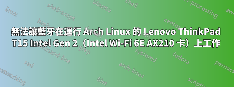 無法讓藍牙在運行 Arch Linux 的 Lenovo ThinkPad T15 Intel Gen 2（Intel Wi-Fi 6E AX210 卡）上工作