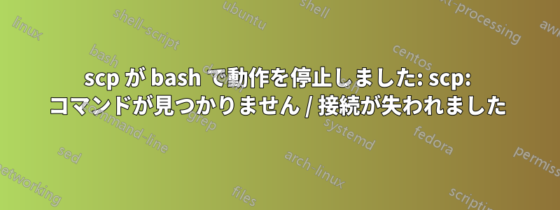 scp が bash で動作を停止しました: scp: コマンドが見つかりません / 接続が失われました