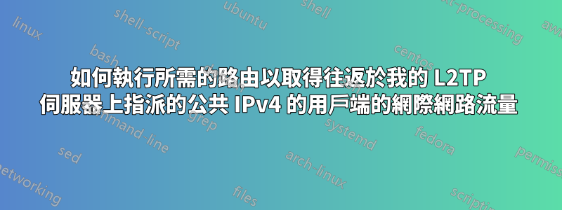 如何執行所需的路由以取得往返於我的 L2TP 伺服器上指派的公共 IPv4 的用戶端的網際網路流量