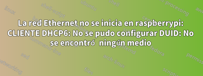 La red Ethernet no se inicia en raspberrypi: CLIENTE DHCP6: No se pudo configurar DUID: No se encontró ningún medio