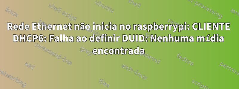 Rede Ethernet não inicia no raspberrypi: CLIENTE DHCP6: Falha ao definir DUID: Nenhuma mídia encontrada