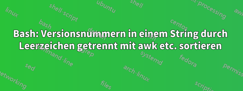 Bash: Versionsnummern in einem String durch Leerzeichen getrennt mit awk etc. sortieren