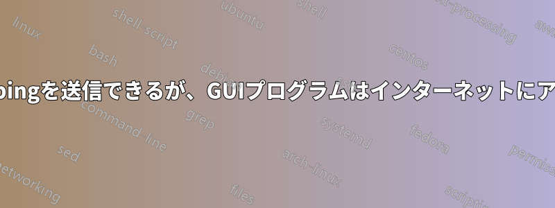 ウェブサイトにpingを送信できるが、GUIプログラムはインターネットにアクセスできない