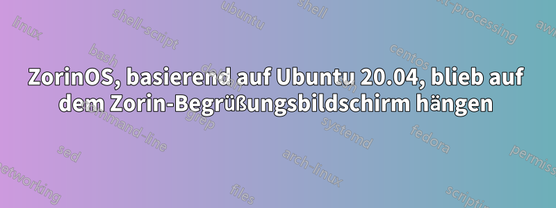 ZorinOS, basierend auf Ubuntu 20.04, blieb auf dem Zorin-Begrüßungsbildschirm hängen