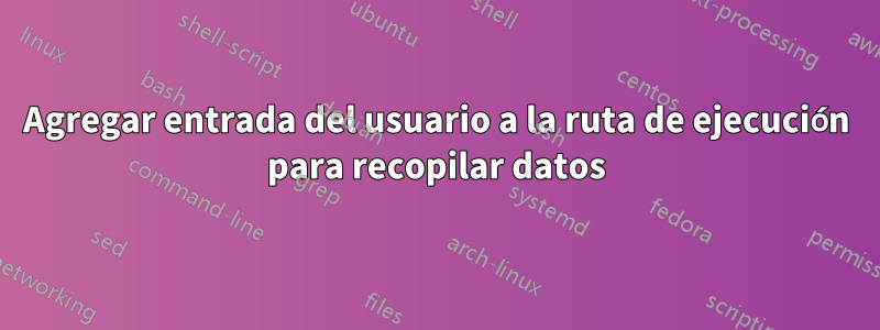 Agregar entrada del usuario a la ruta de ejecución para recopilar datos