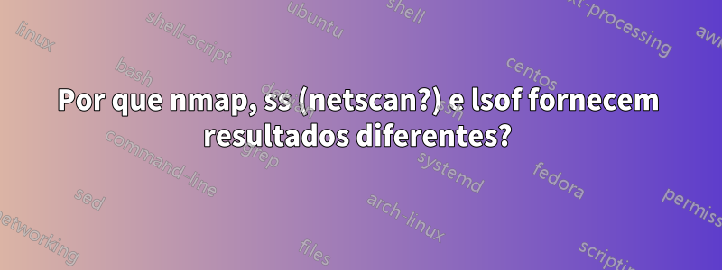 Por que nmap, ss (netscan?) e lsof fornecem resultados diferentes?