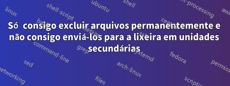 Só consigo excluir arquivos permanentemente e não consigo enviá-los para a lixeira em unidades secundárias