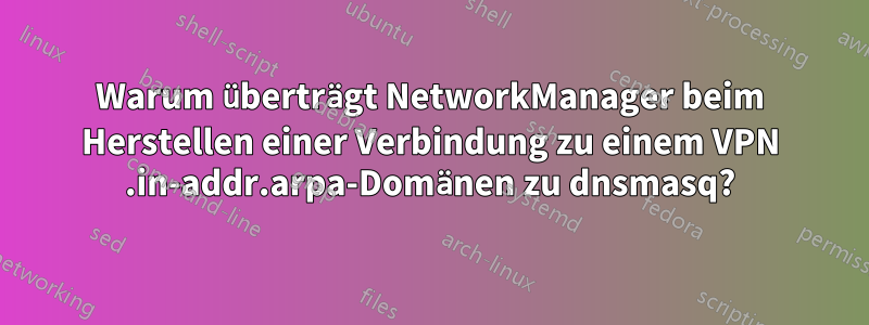 Warum überträgt NetworkManager beim Herstellen einer Verbindung zu einem VPN .in-addr.arpa-Domänen zu dnsmasq?