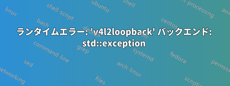 ランタイムエラー: 'v4l2loopback' バックエンド: std::exception