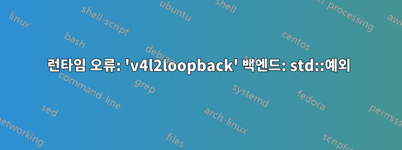 런타임 오류: 'v4l2loopback' 백엔드: std::예외