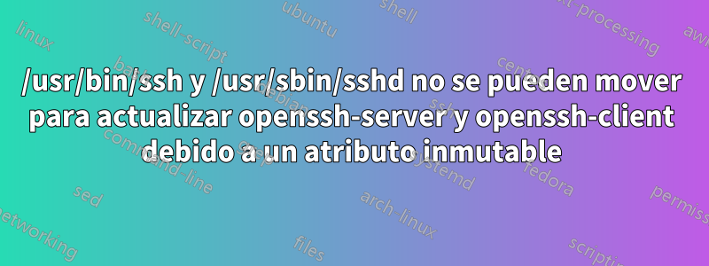 /usr/bin/ssh y /usr/sbin/sshd no se pueden mover para actualizar openssh-server y openssh-client debido a un atributo inmutable