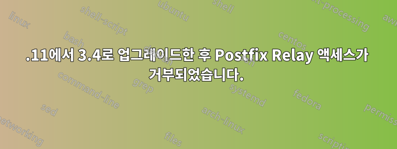 2.11에서 3.4로 업그레이드한 후 Postfix Relay 액세스가 거부되었습니다.