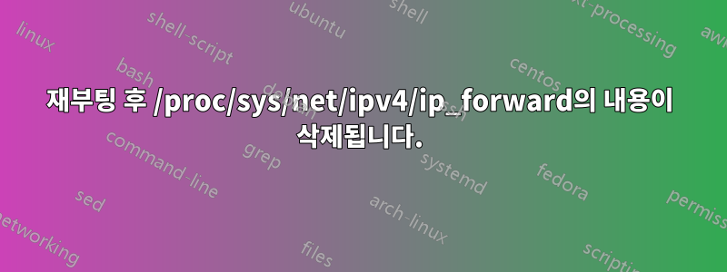 재부팅 후 /proc/sys/net/ipv4/ip_forward의 내용이 삭제됩니다.