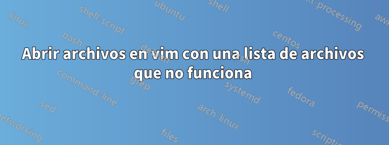 Abrir archivos en vim con una lista de archivos que no funciona