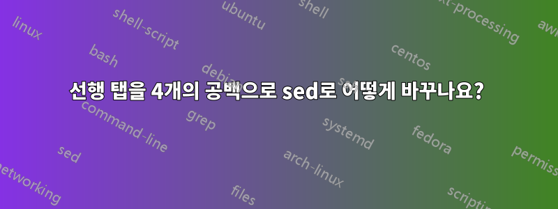 선행 탭을 4개의 공백으로 sed로 어떻게 바꾸나요?