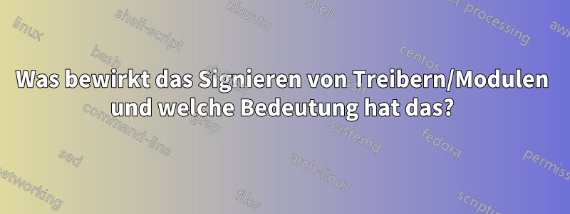 Was bewirkt das Signieren von Treibern/Modulen und welche Bedeutung hat das?